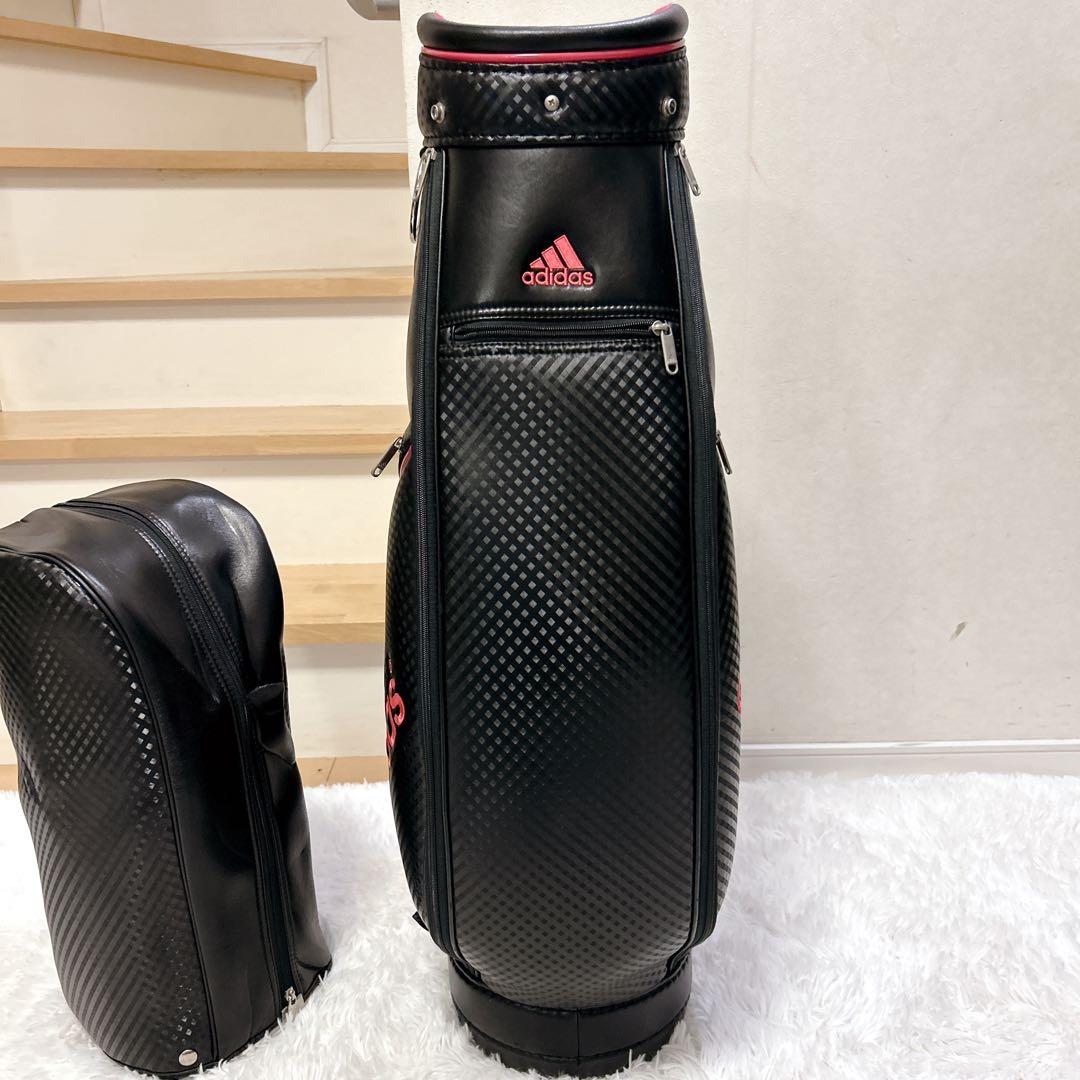 【美品】adidas レディス ゴルフ キャディバッグ ブラック ピンク