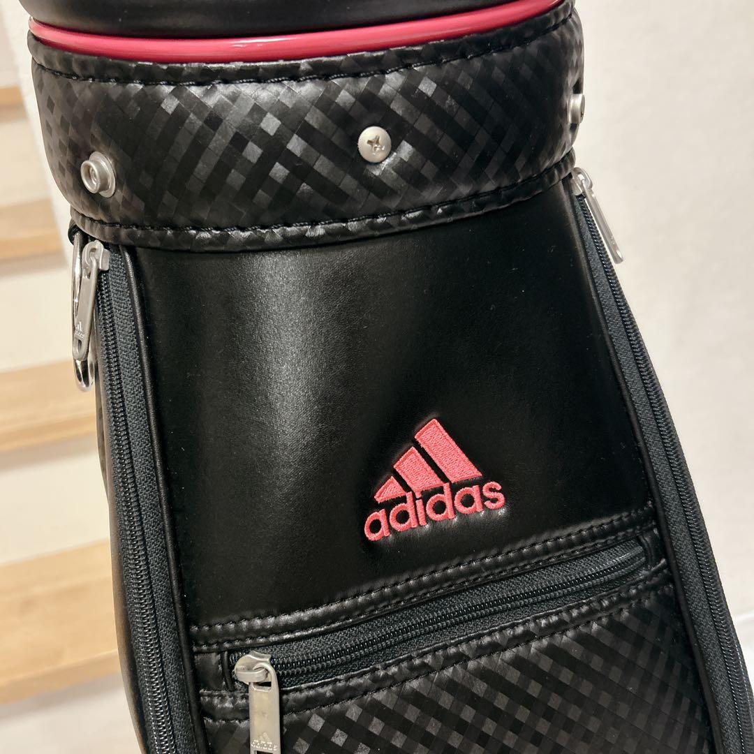 【美品】adidas レディス ゴルフ キャディバッグ ブラック ピンク