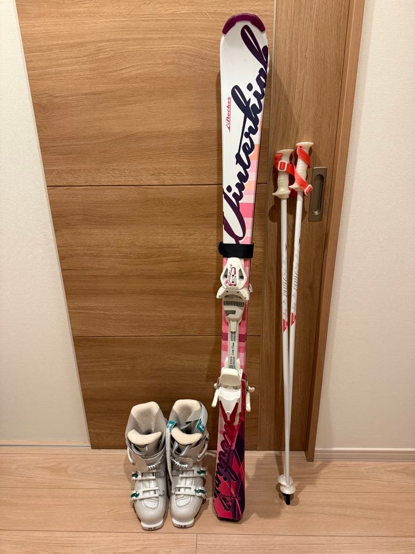女性用 スキー3点セット 140cm 24cm 1回のみ使用！初心者OK