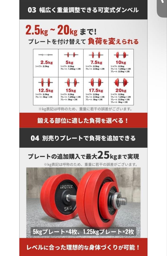 iROTEC ダンベルプレートセット　40kg