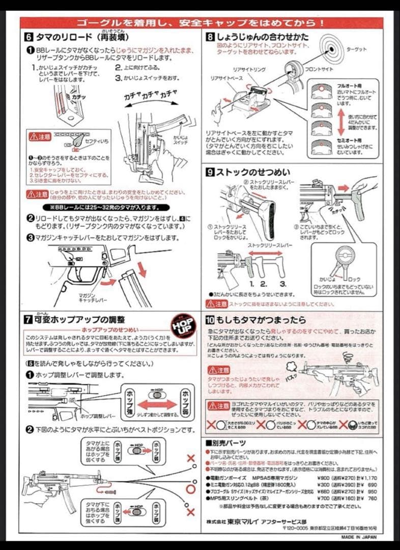美品　東京マルイ カスタム品　H&K MP5A5 金属ピニオン　リチウム電池箱付