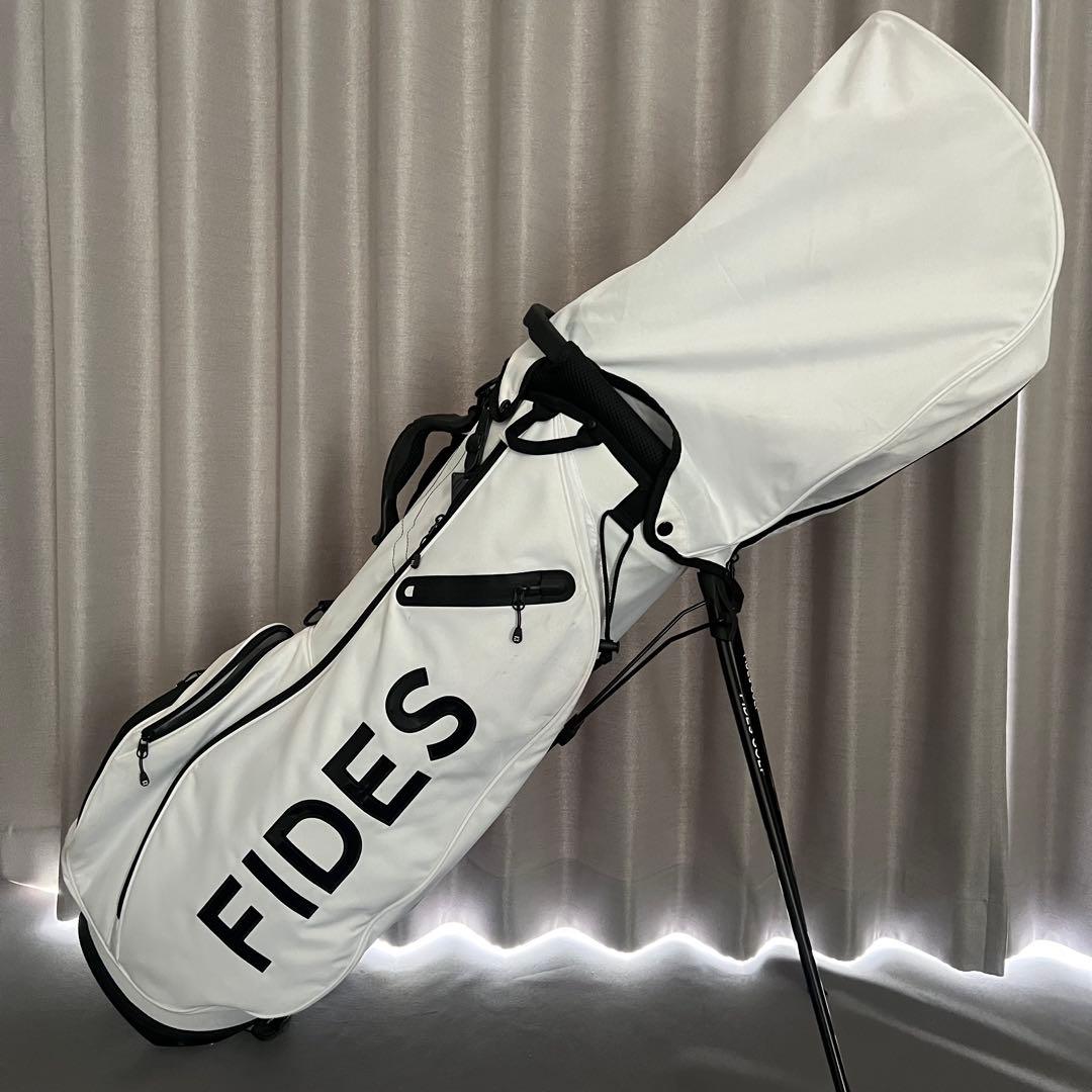 FIDES フィデス　キャディバッグ ゴルフ　ロゴ　スタンド　自立　ホワイト　白