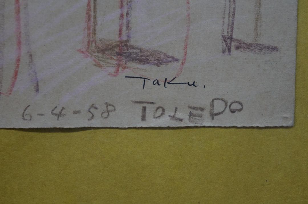 TOLEDOの風景画 Taku 直筆 色鉛筆 デッサン 絵画 鉛筆画 風景画