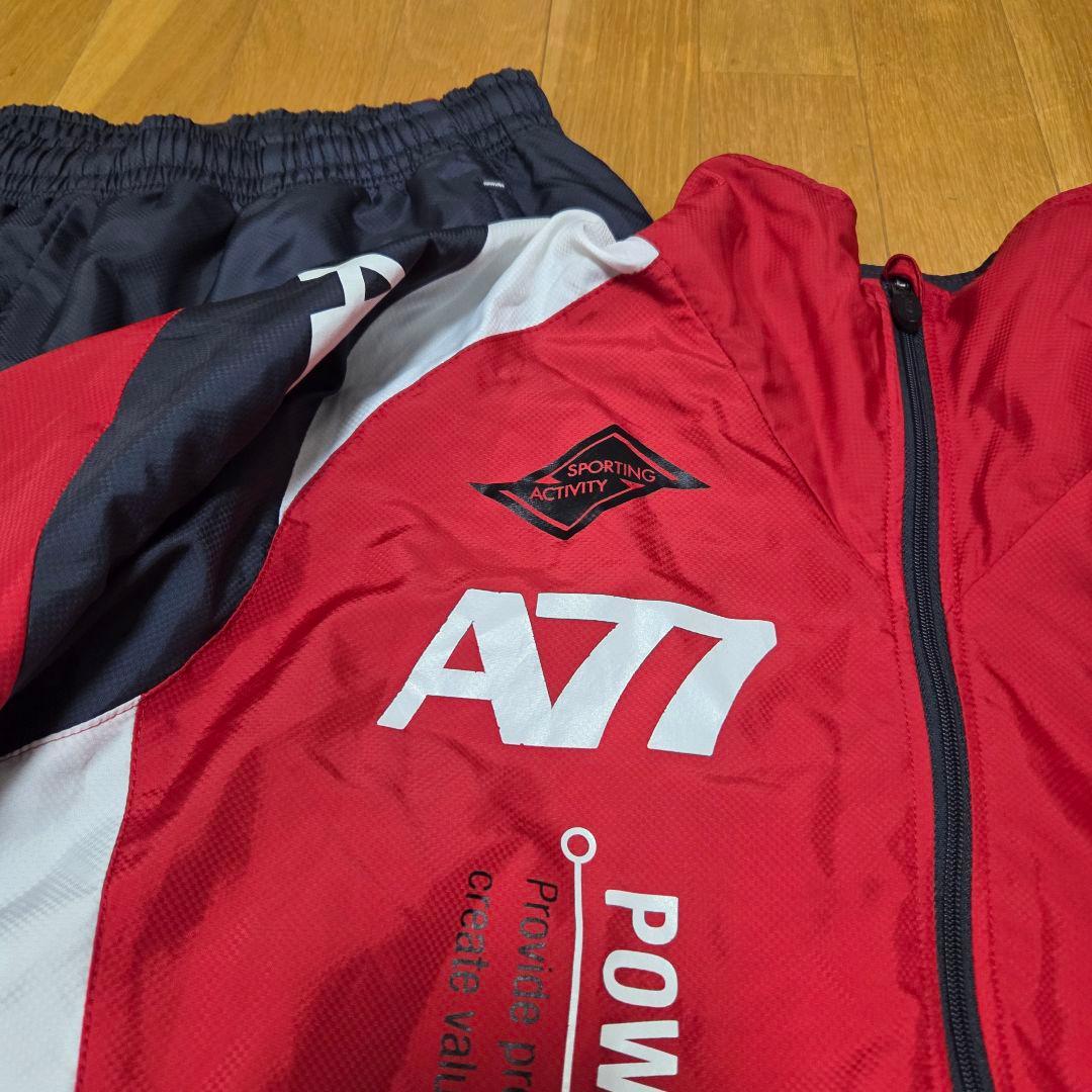 極美品ASICS　A77ウインドブレーカーセットアップ　Oサイズ