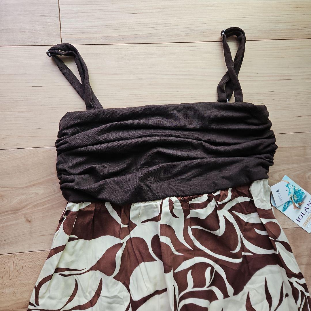 ☆IOLANI☆マキシ丈キャミソールワンピース☆ブラウン系ハワイアン新品☆