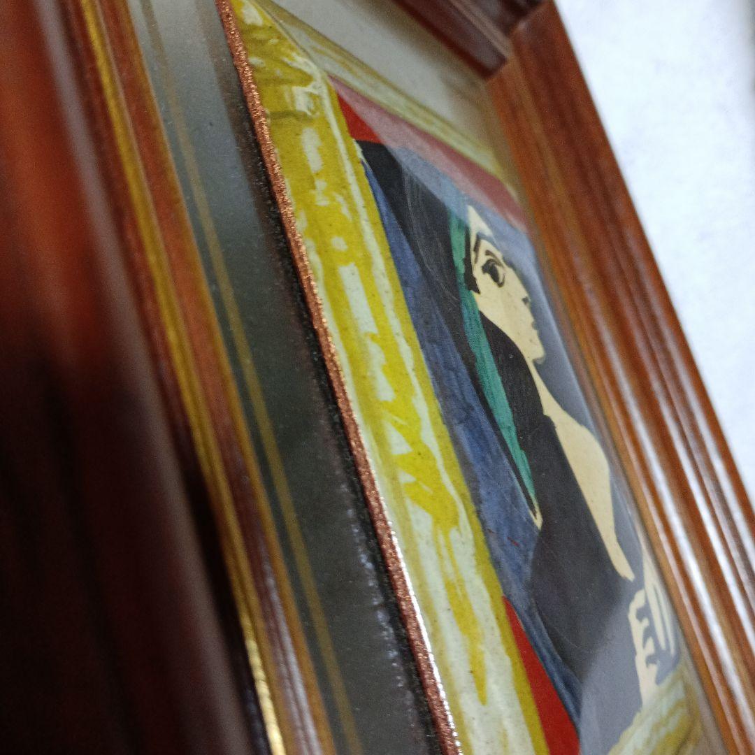 PICASSO 陶製人物画 フレーム付き
