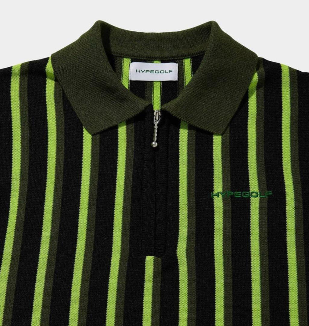 新品未使用 Hypegolf 24SS STRIPE HALF ZIP POLO