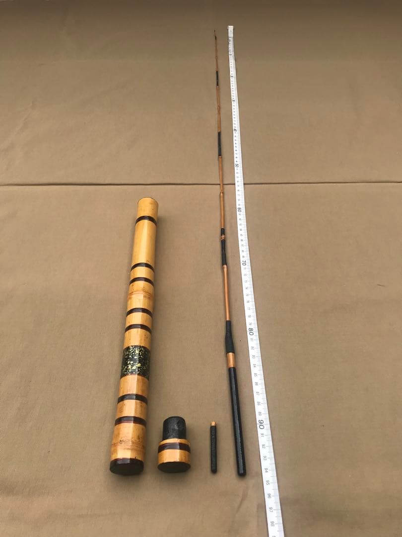 和竹 タナゴ竿　4本紡　ケース付き　カシュウ塗り　手作り品⑤