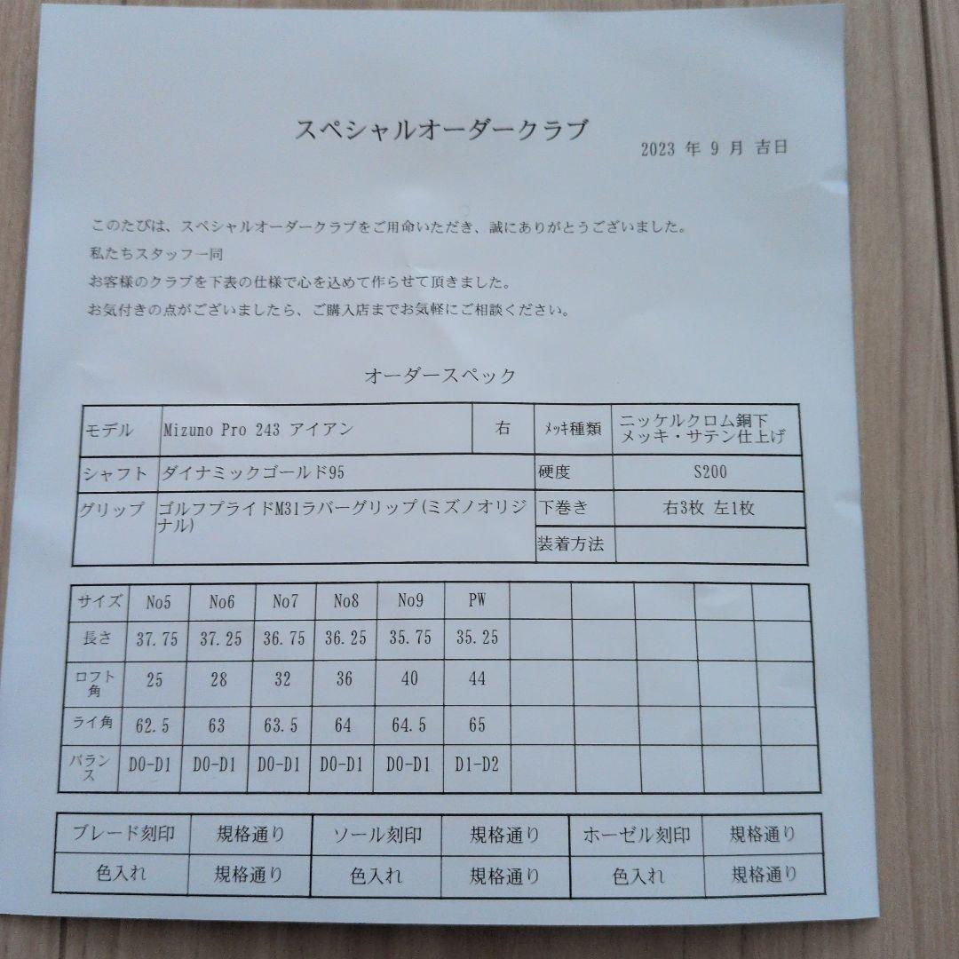 MizunoPro243　アイアンセット ６本　5〜9.P　 DG95 s200