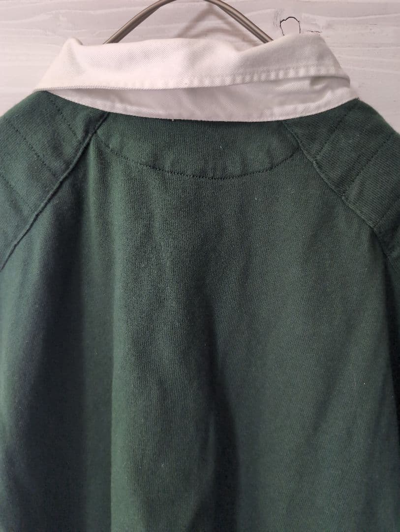 【美品】90Ｓ古着Poloポロラルフローレンラガーシャツ長袖グリーン2XL