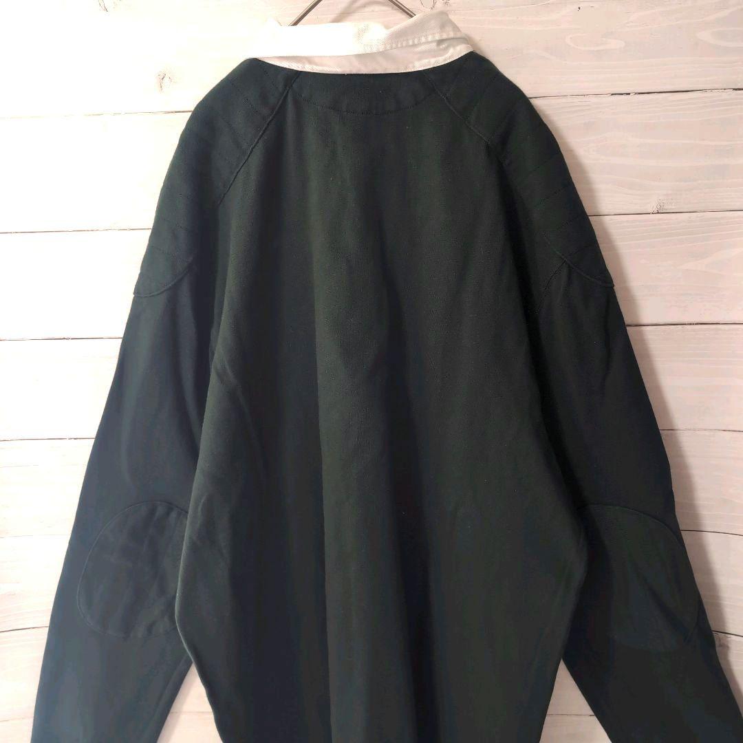 【美品】90Ｓ古着Poloポロラルフローレンラガーシャツ長袖グリーン2XL