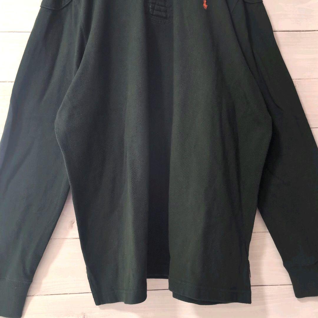 【美品】90Ｓ古着Poloポロラルフローレンラガーシャツ長袖グリーン2XL