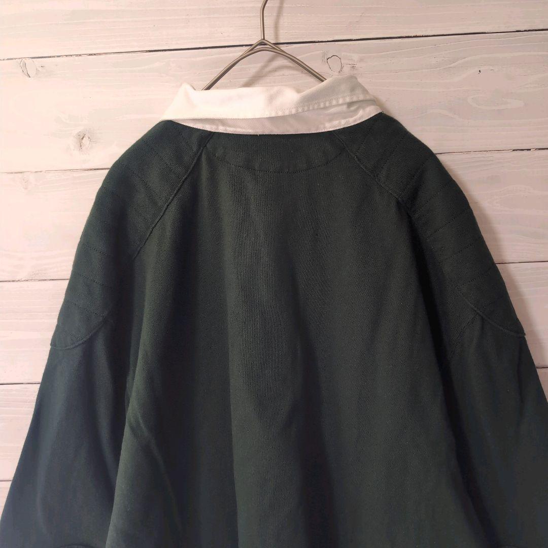 【美品】90Ｓ古着Poloポロラルフローレンラガーシャツ長袖グリーン2XL
