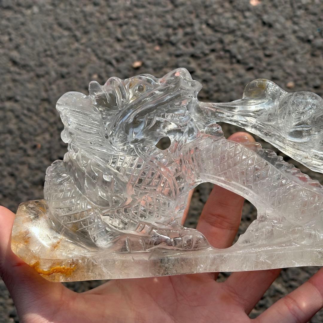 天然石水晶の龍　置物　ご購入前に在庫確認必要　G.217