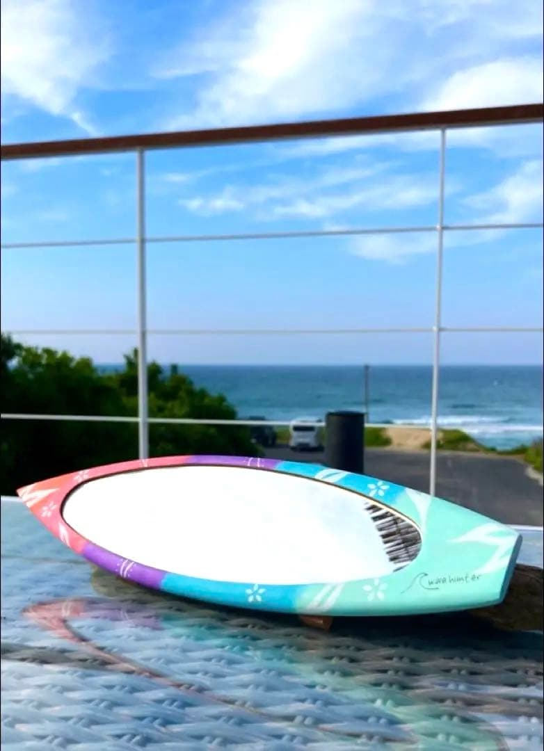 限定　夏バージョン　アート版　サーフボード型ルームミラー　ハンドメイド