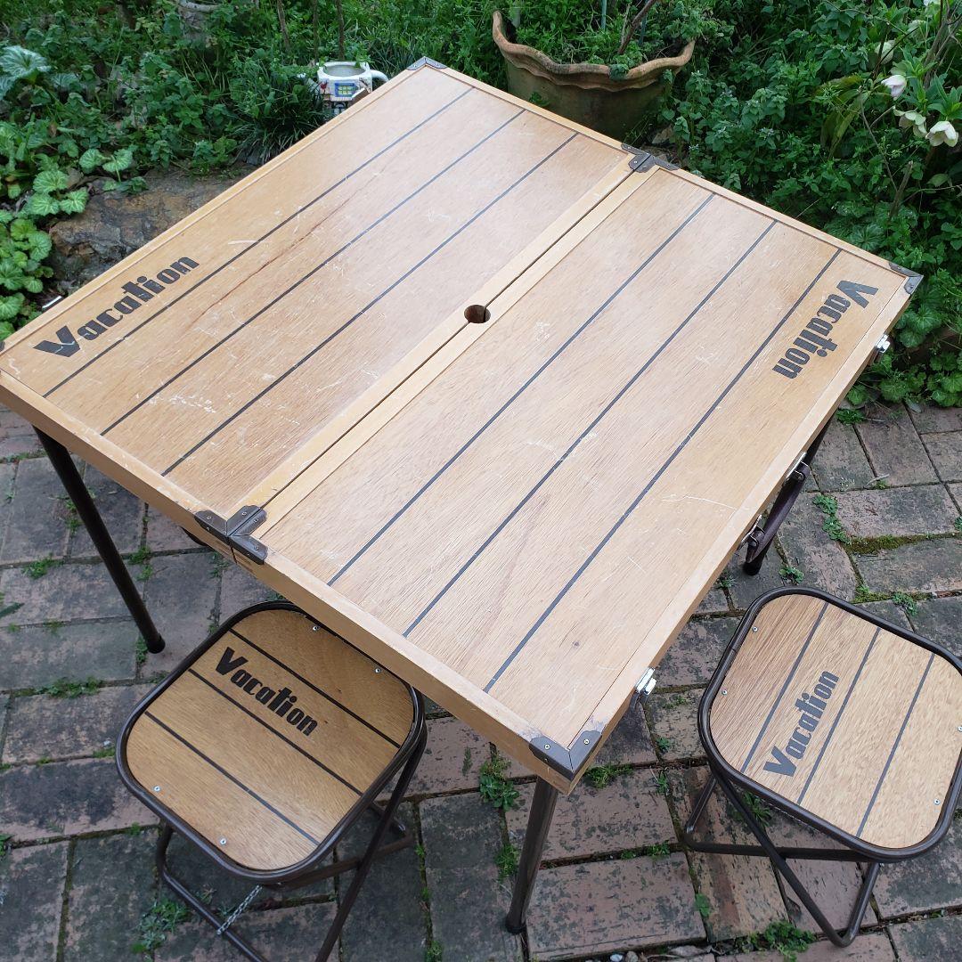 ☘️Vacation ウッド　折り畳み式　テーブル　チェア　木製　ヴィンテージ