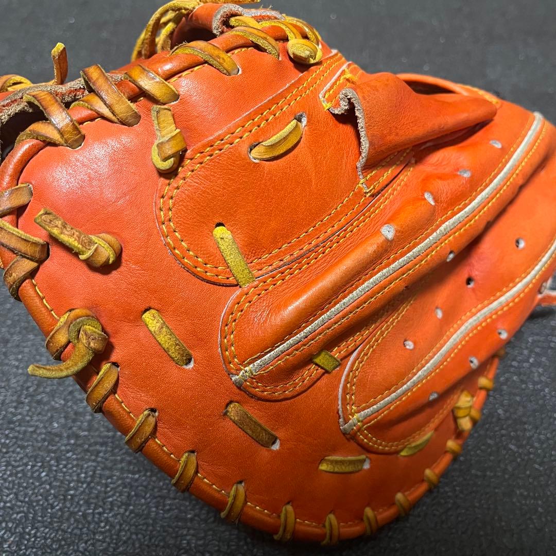 玉澤 オレンジレザー グローブ キャッチャーミット 革のやぶれ紐切れ無し 171