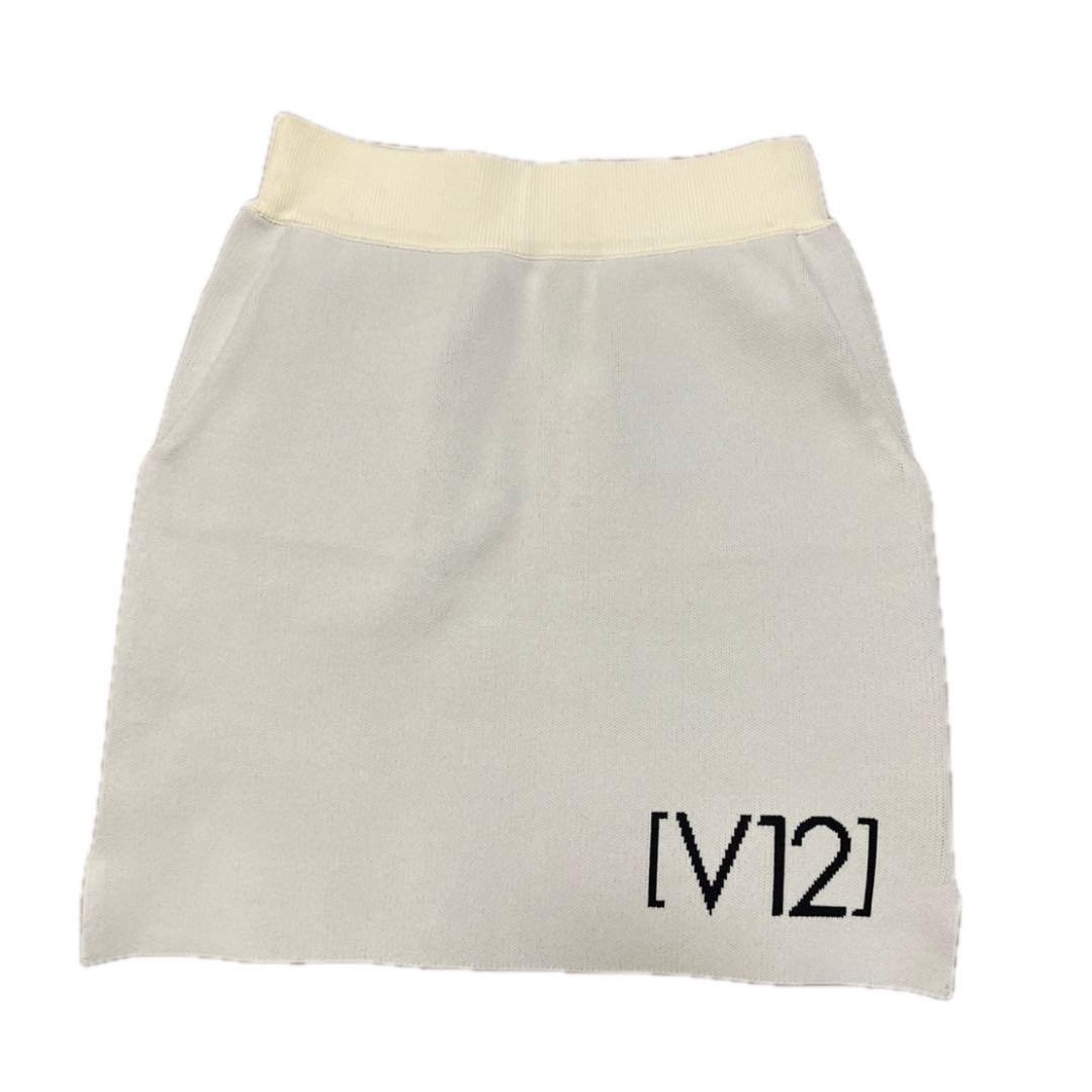 【新品】V12 ヴィトゥエルヴ ニットスカート ロゴ入り ホワイト