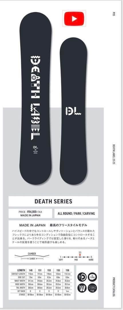 【DEATH LABEL 】DEATHSERIES レングス153