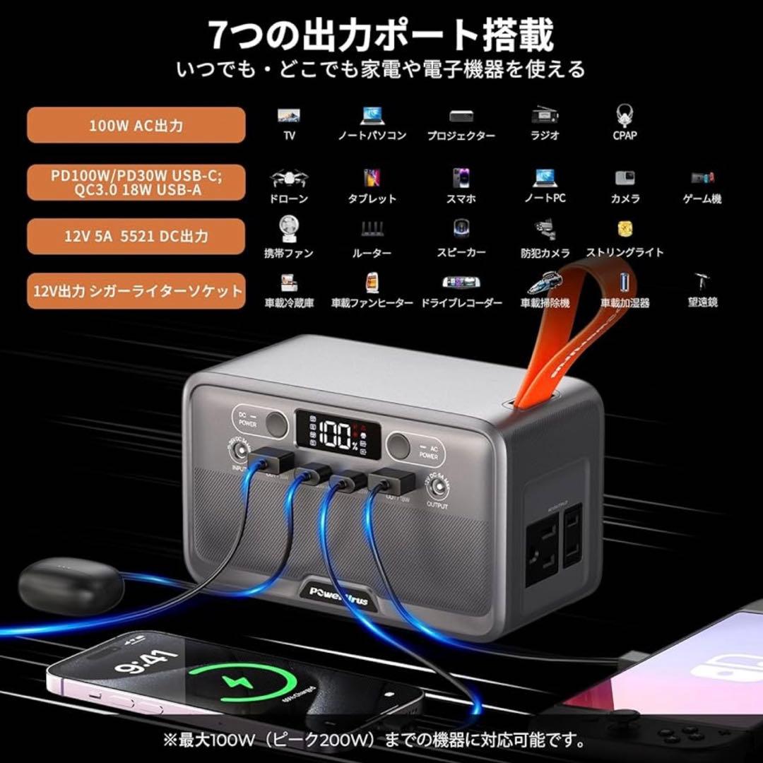 【新品未開封】ポータブル電源 小型 89.6Wh PD100W キャンプ 車中泊