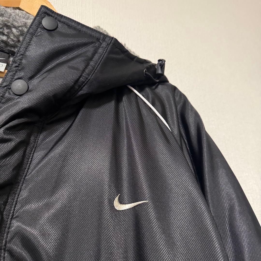 美品 NIKE ナイキ ボア フリース ロング ベンチコート フード付き M 黒