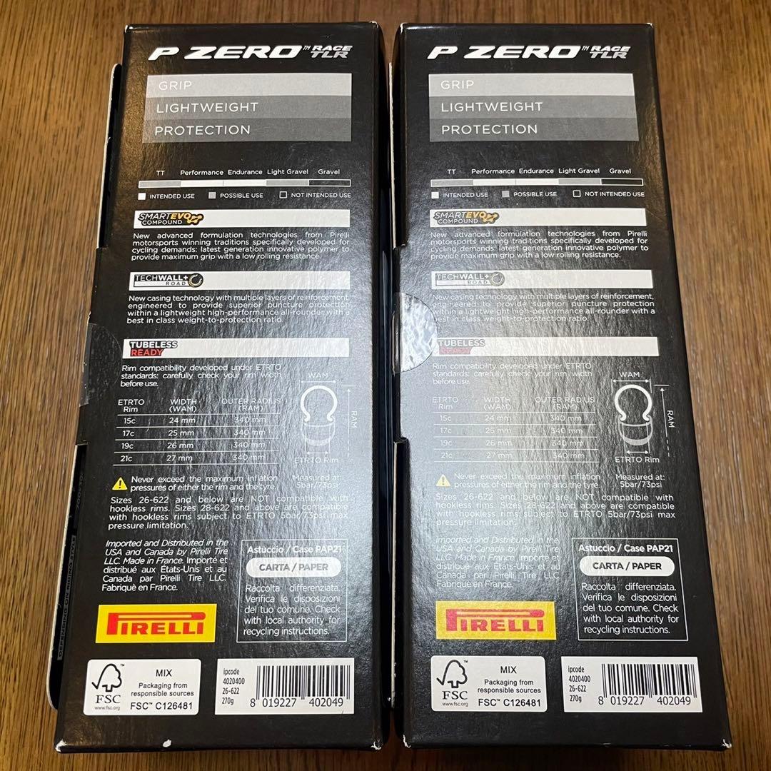 2本　PIRELLI　P ZERO RACE TLR　700x26C　レッド