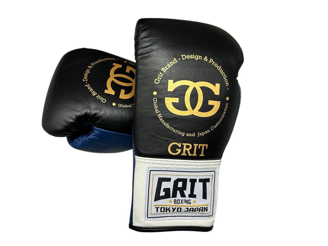 GRIT BLUE GOLD LOGO 紐式 ボクシンググローブ 本革製