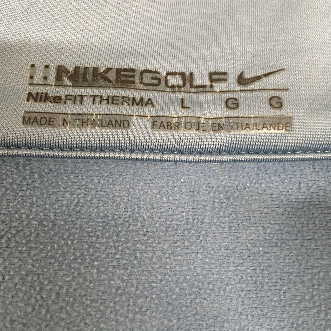 美品 NIKE GOLF ハーフジップアップ 裏起毛トレーナー メンズ L 水色