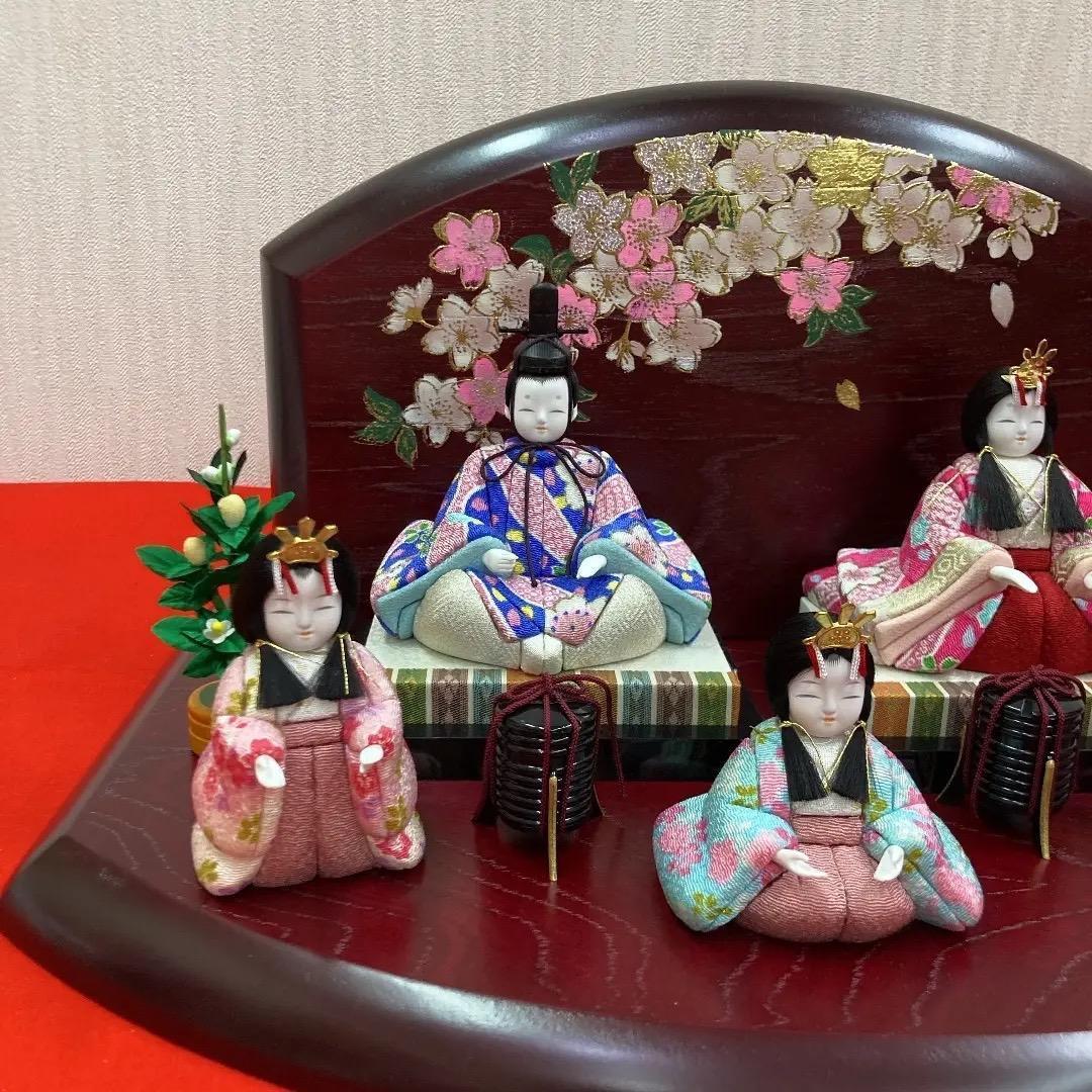 KM1 木目込五人飾り　一秀作木目込　木目込人形　ひな人形木目込
