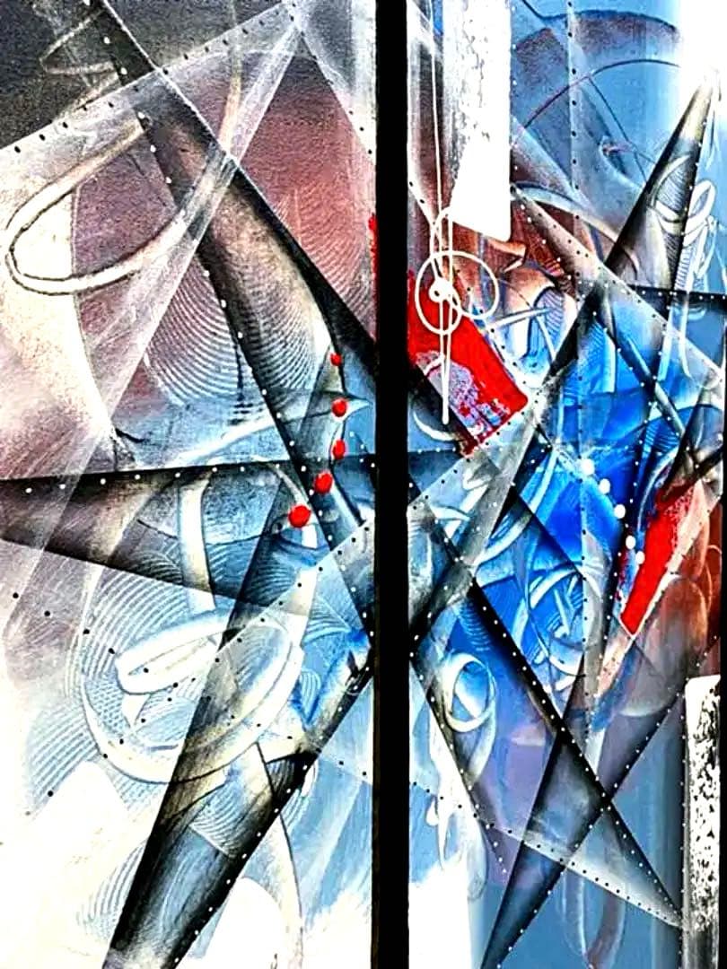 ⭐️【A11】✨️バリ島絵画✨抽象画✨バリアートアブストラクト3セット90×90cm