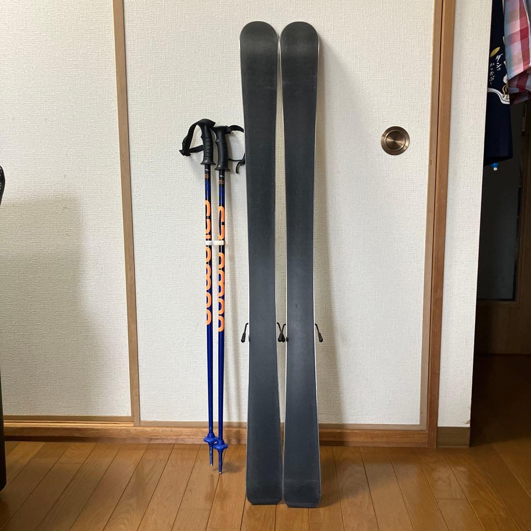 スキー板120 ビンディング、ストック付き　子供用