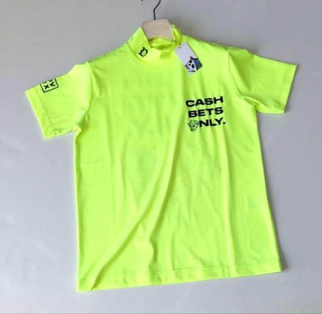 新品【デヴァローゴルフ】バックプリント ハイネック 半袖Tシャツ （Ｍ）