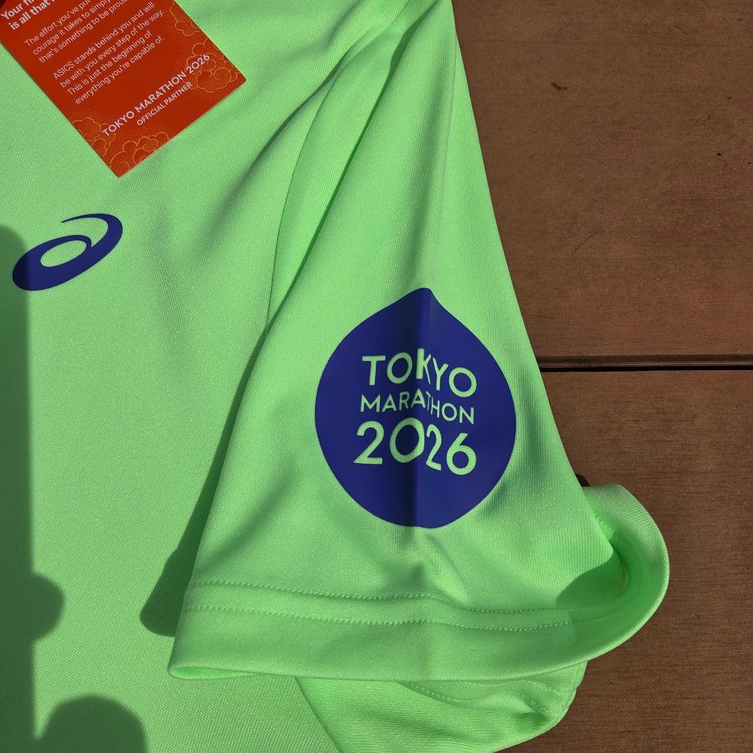 東京マラソン2026 アシックス シャツ 蛍光グリーン海外サイズS