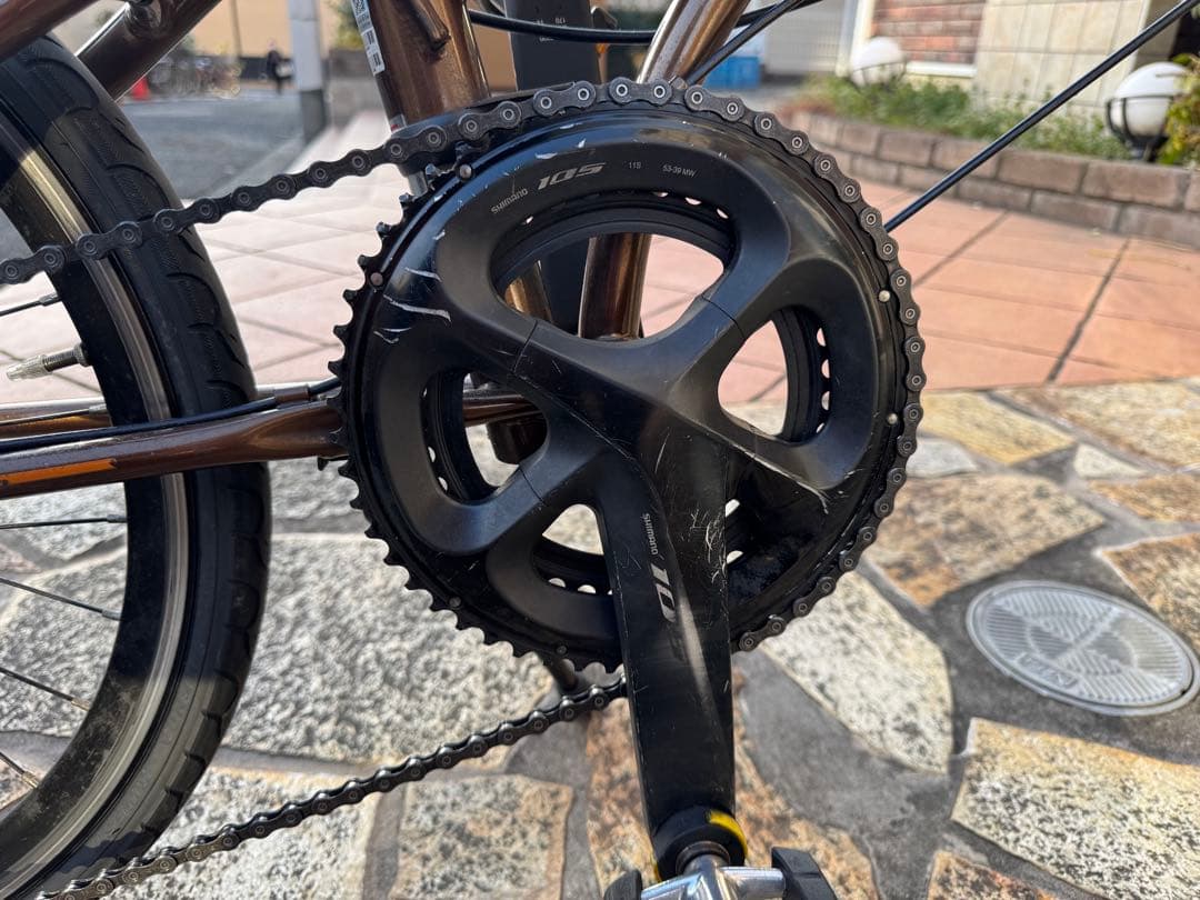 ブラウン 折りたたみ自転車 Shimano 105