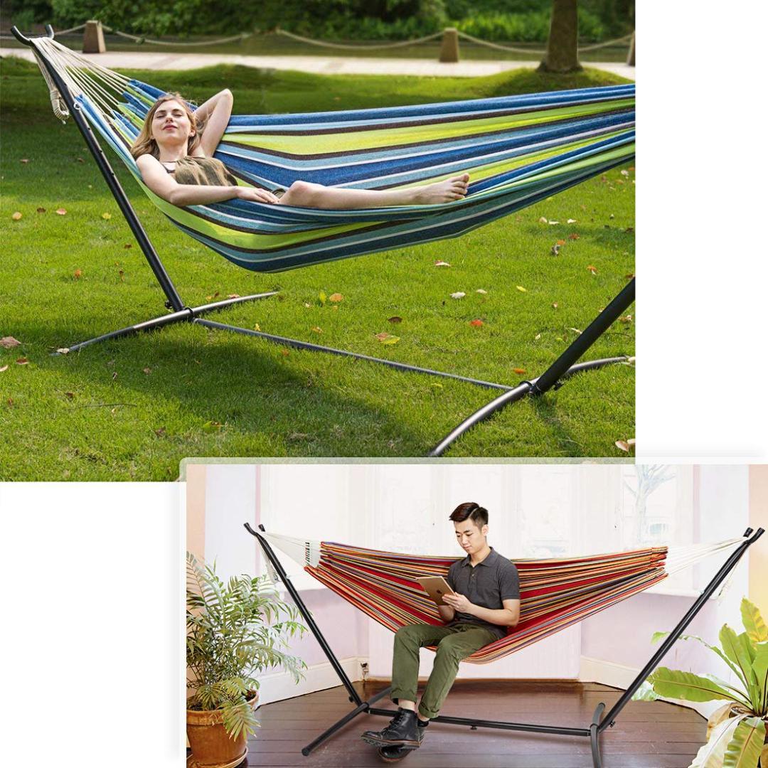 LIFEFAIR ハンモック 300Kg耐荷重 収納バッグ付き 自立式スタンド