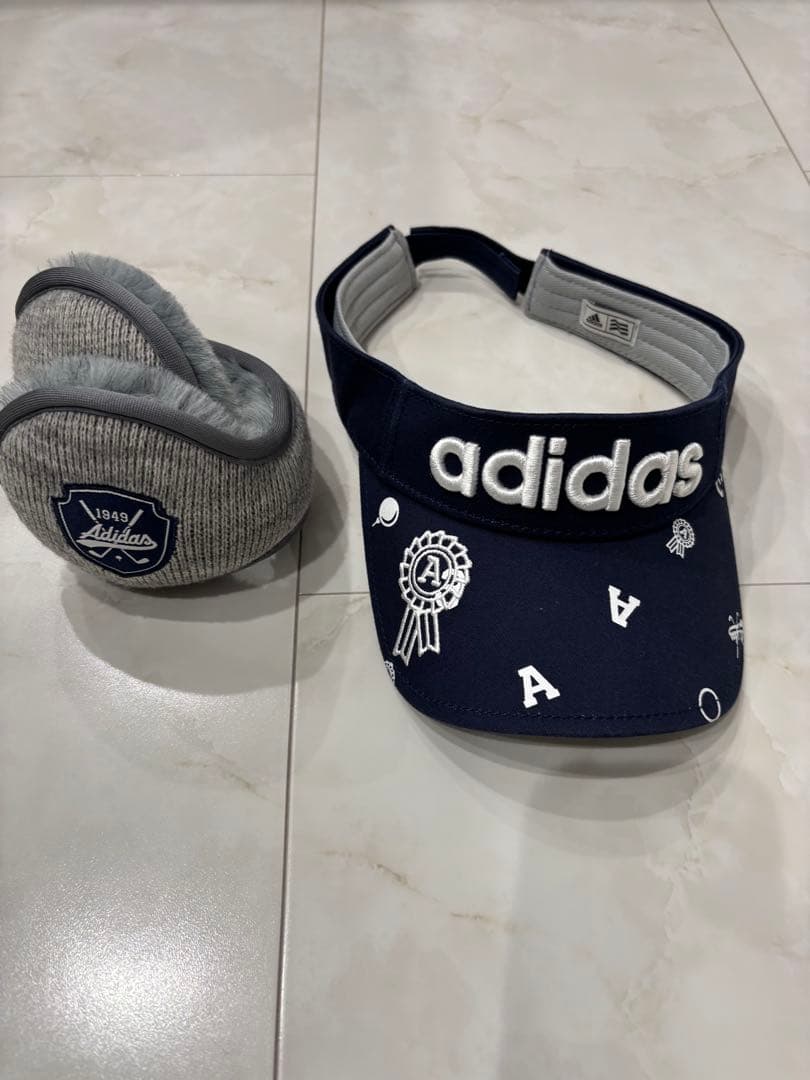adidasゴルフ　メンズダウンセット　サイズL 白グレー