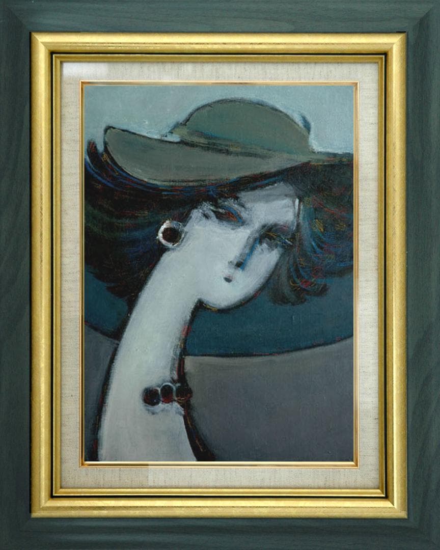 油絵 絵 絵画 インテリア 額付(黒) F4-052213 人物 女性像