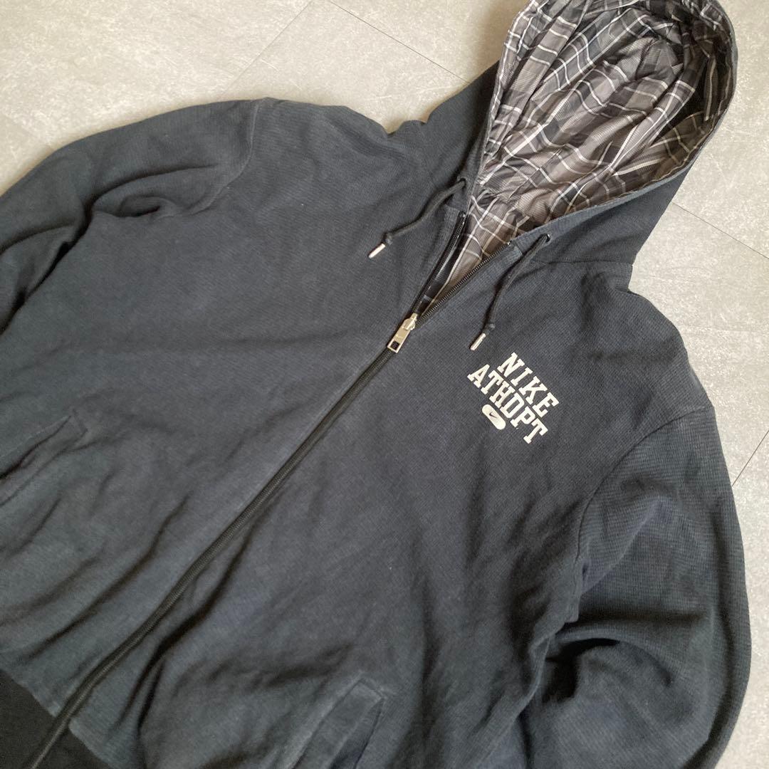 NIKE リバーシブルジップパーカー 短丈 チェック XL Y2Kサイバーテック