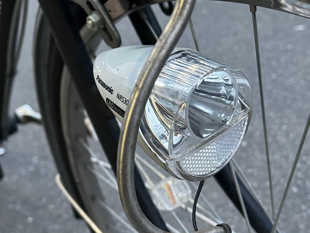 中古美品LEDオートライト内装3段自転車★大型カゴ★27インチ★黒※配達地域限定