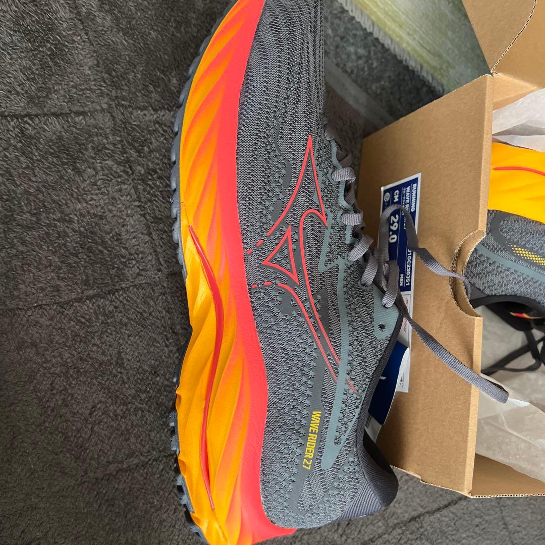 Mizuno 29cm ウエーブライダー27 グレー/イエロー