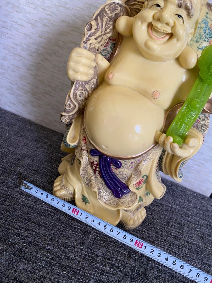 布袋像　布袋尊　色絵　笑顔の仏像　置物　開運　縁起物　特大　骨董