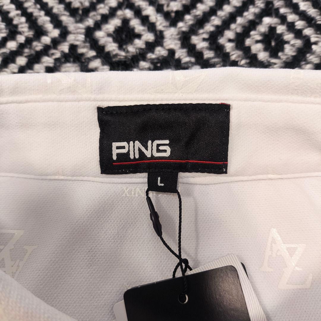 新品　2024年モデル　PING　モノグラム　ポロシャツ　ホワイト　Lサイズ