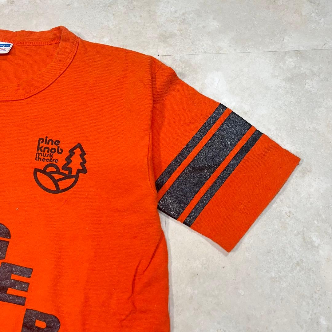 70s \"champion\" ミュージックシアター フットボールTシャツLサイズ