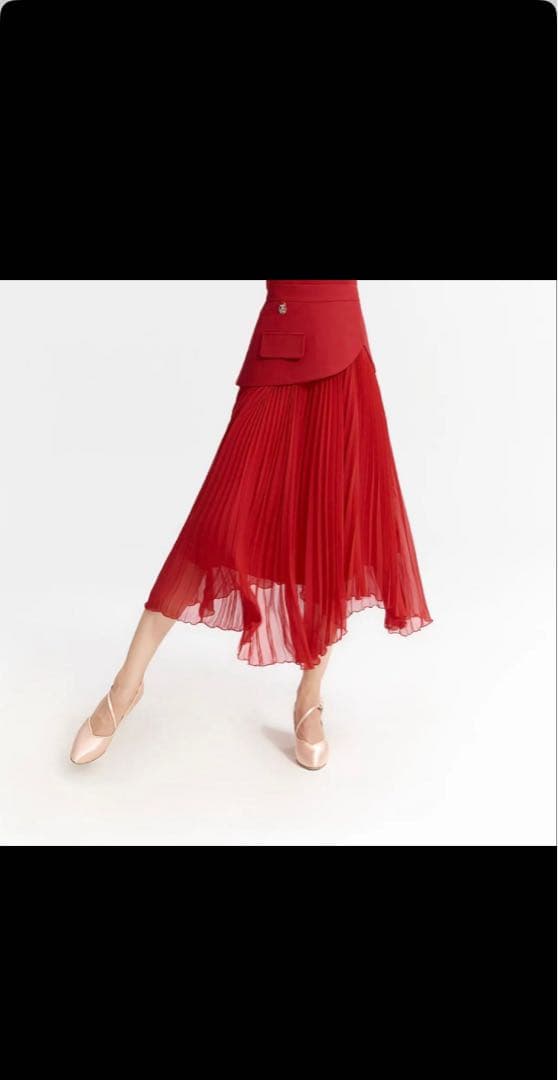 週末セール❤️新品　社交ダンス　スカート dancequeen 赤