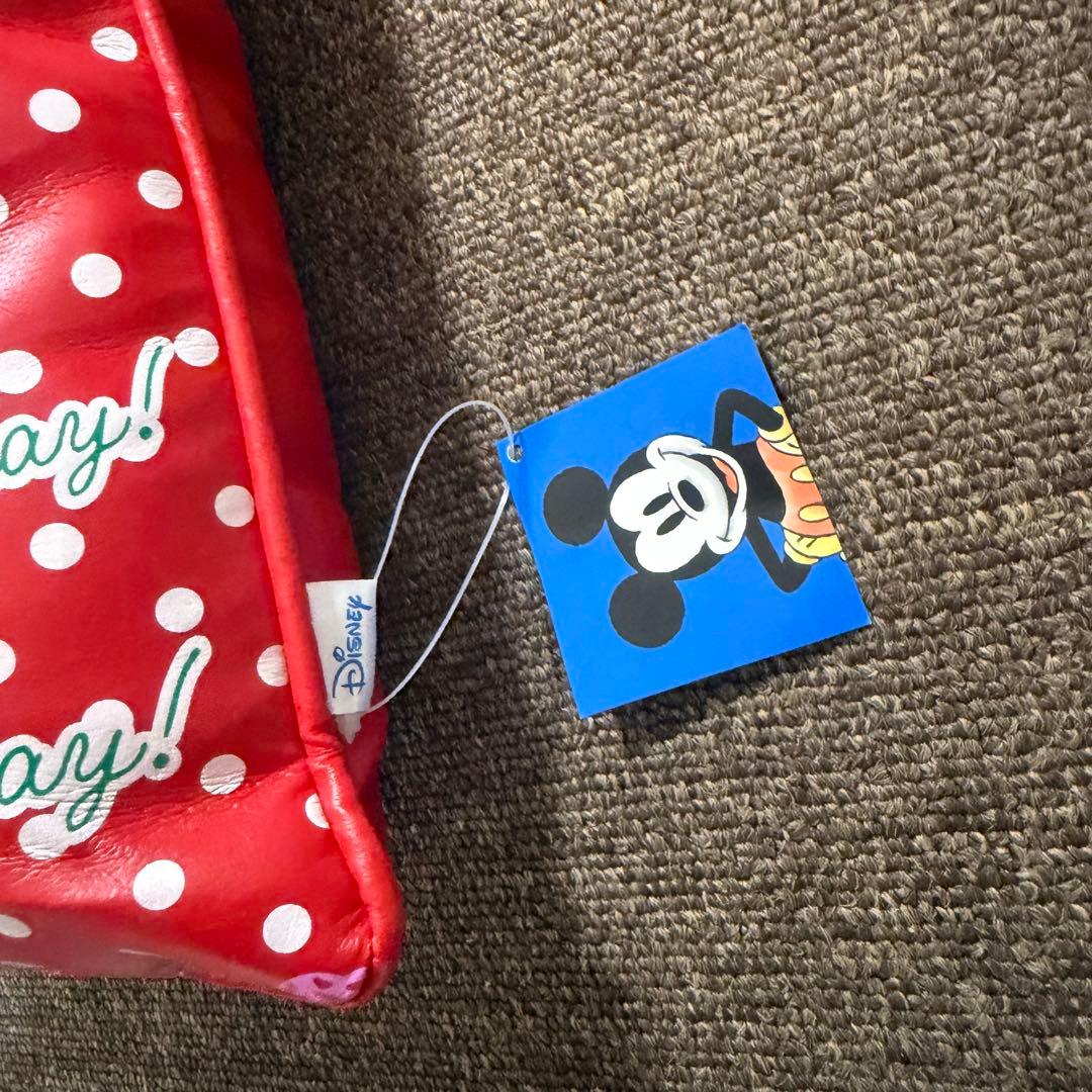 ミニーマウス レザークッション 赤ドット Disney 平成レトロ レア 希少