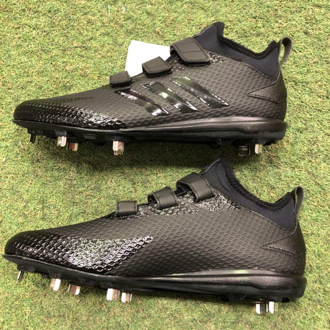 adidas スパイク 黒　金属　ベルト　27.０cm