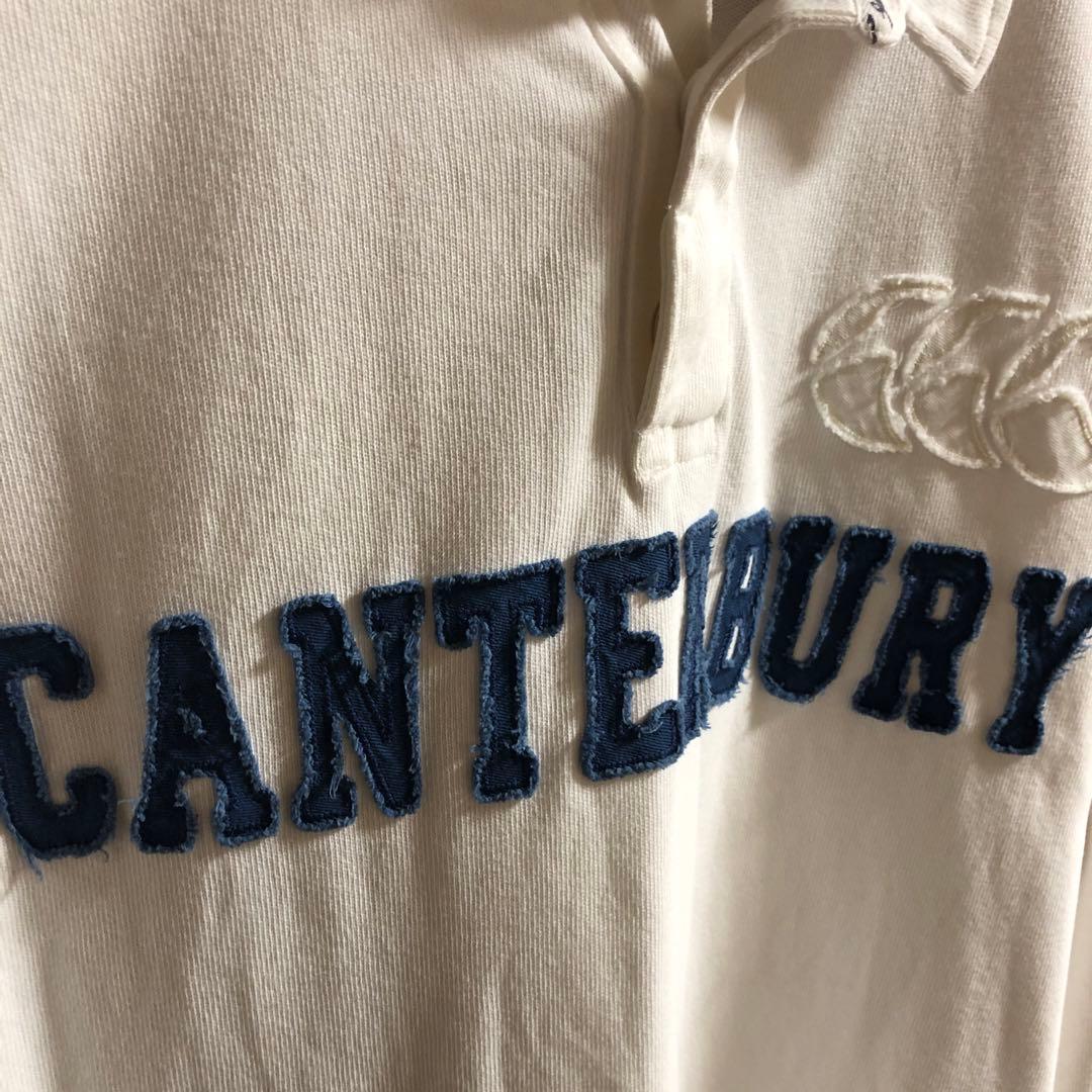 極上　CANterbury 刺繍ロゴ　長袖ポロシャツ XL ホワイト