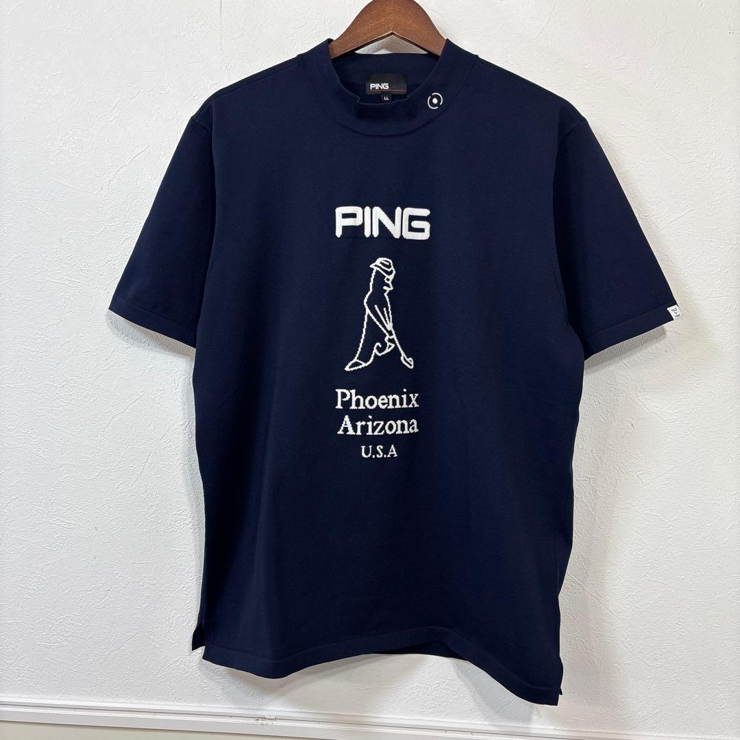 J 美品　大きいサイズ　ピン PING Mr.ジャカード ハイネック　ニット