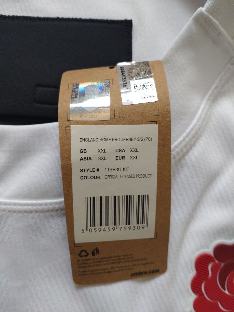Umbro 選手支給品 本物 イングランド ラグビージャージー