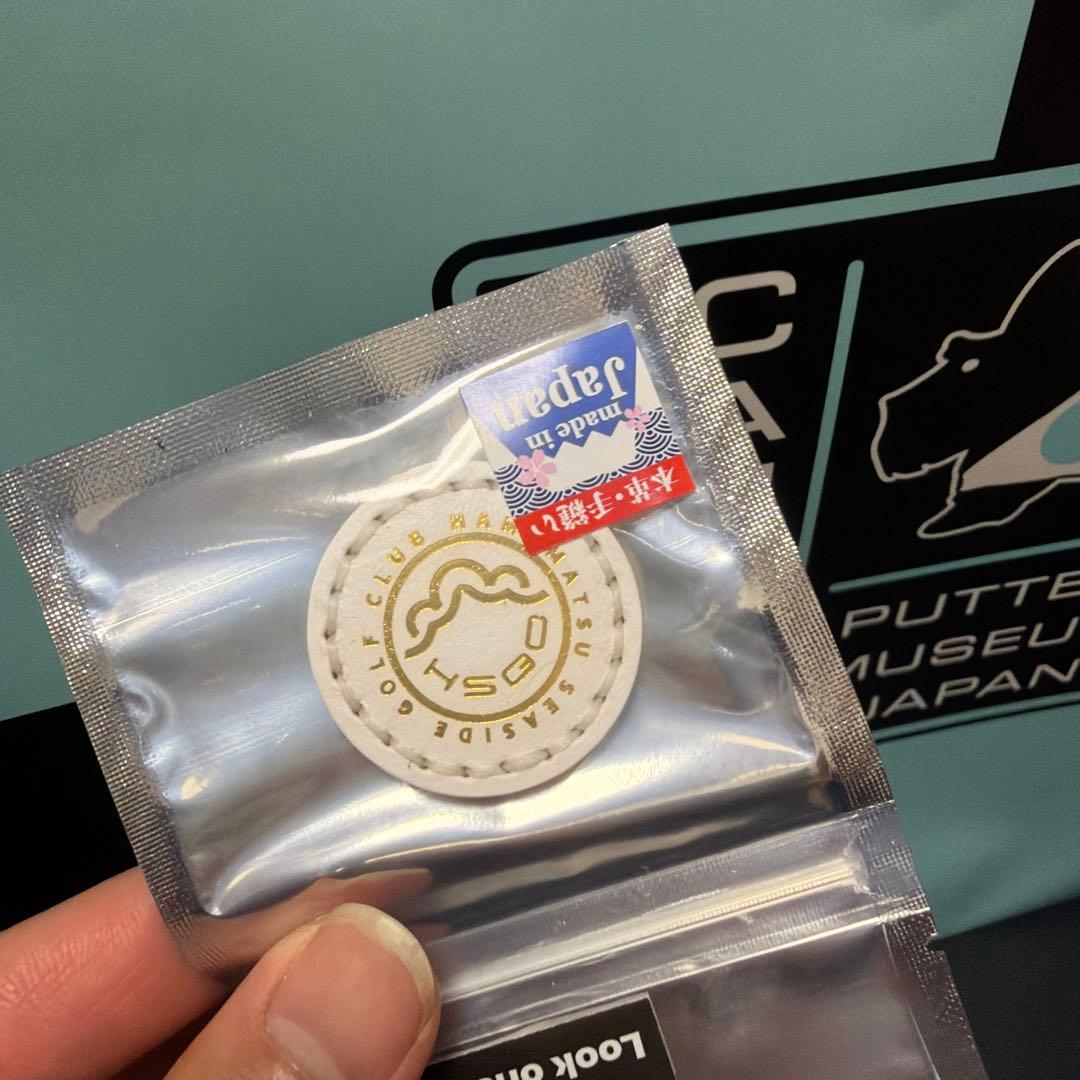 浜松シーサイドゴルフクラブ 数量限定品 本革マーカー ホワイト×ゴールド